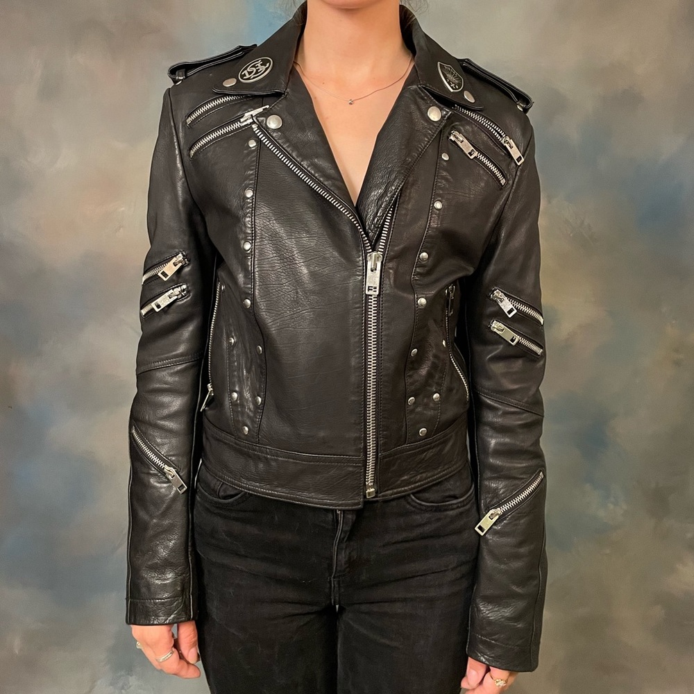 Diesel Black Gold Leather Jacket - Picture 2 of 6